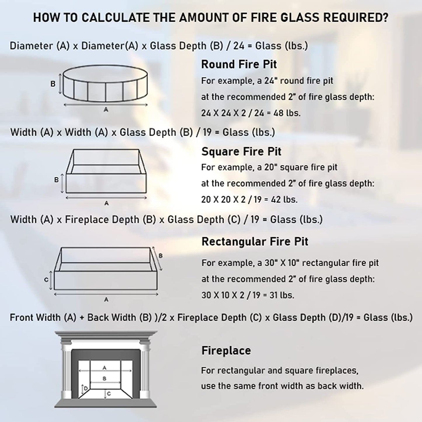 Fire Glass for Fire Pit, 1/2 Inch 20 Pounds High Luster Reflective Tempered Glass Rocks for Natural or Propane Fireplace, Safe for Outdoors and Indoors Bahama Blend Fire Pit Glass